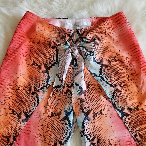 Lovers + Friends Maya Aztec Python Side Slit Tie Waist Pants Size XS - Picture 9 of 16